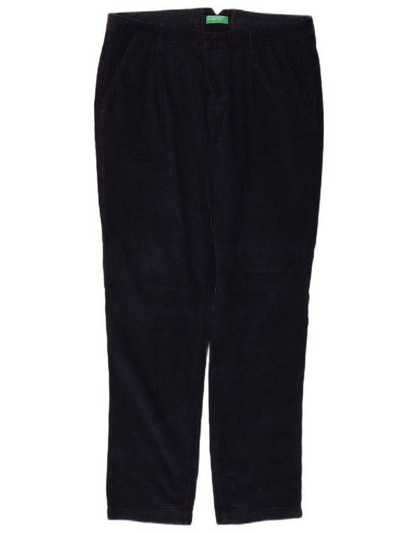 BENETTON Mens Pegged Corduroy Trousers IT 48 Medium W32 L30 Navy Blue