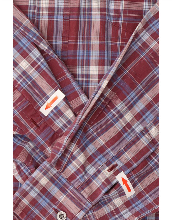 Lacoste Mens Shirt Size 42 Large Burgundy Plaid