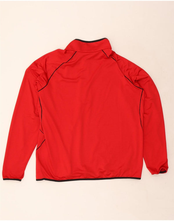 Columbia Mens Zip Neck Fleece Jumper 2XL Red Striped Polyester