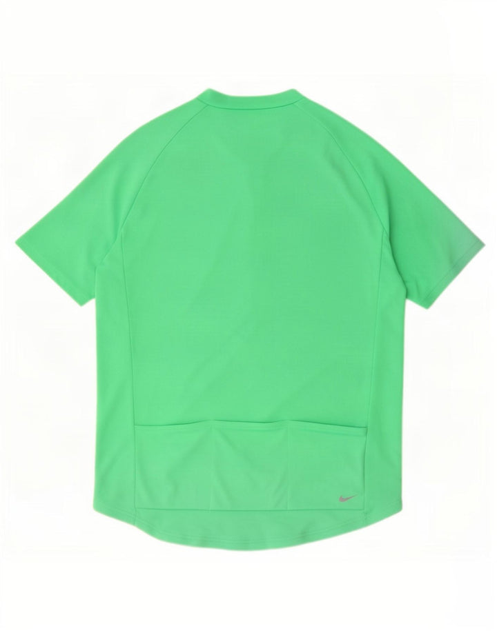 Nike Mens Dri Fit Zip Neck T-Shirt Top Large Green Polyester
