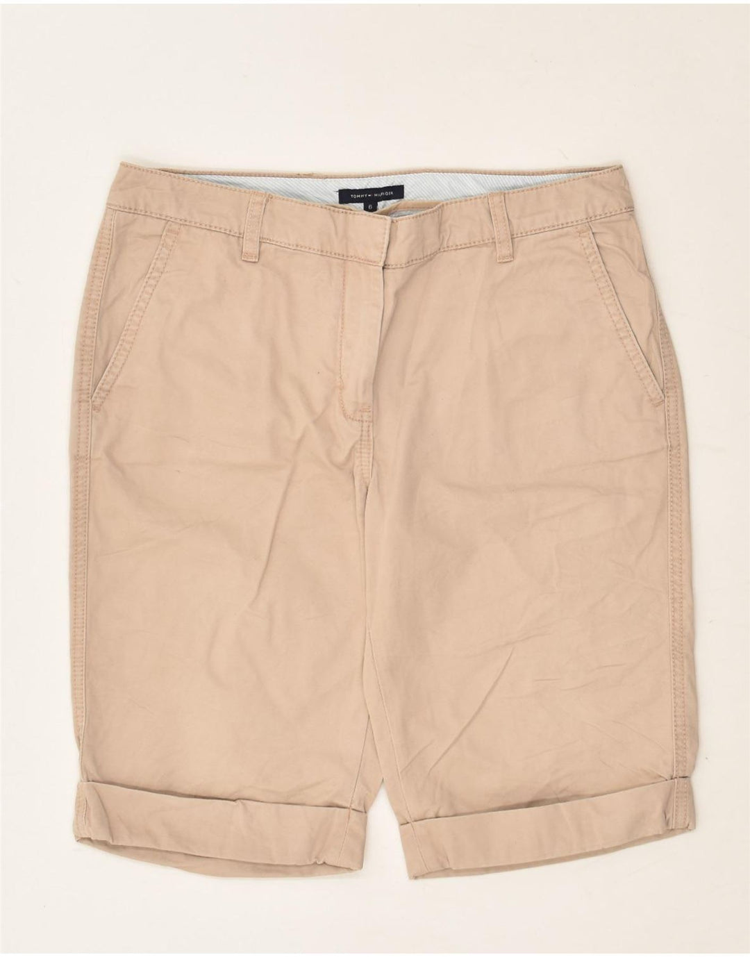 TOMMY HILFIGER Womens Chino Shorts US 6 Medium W28 Beige Cotton | Vintage Tommy Hilfiger | Thrift | Second-Hand Tommy Hilfiger | Used Clothing | Messina Hembry 