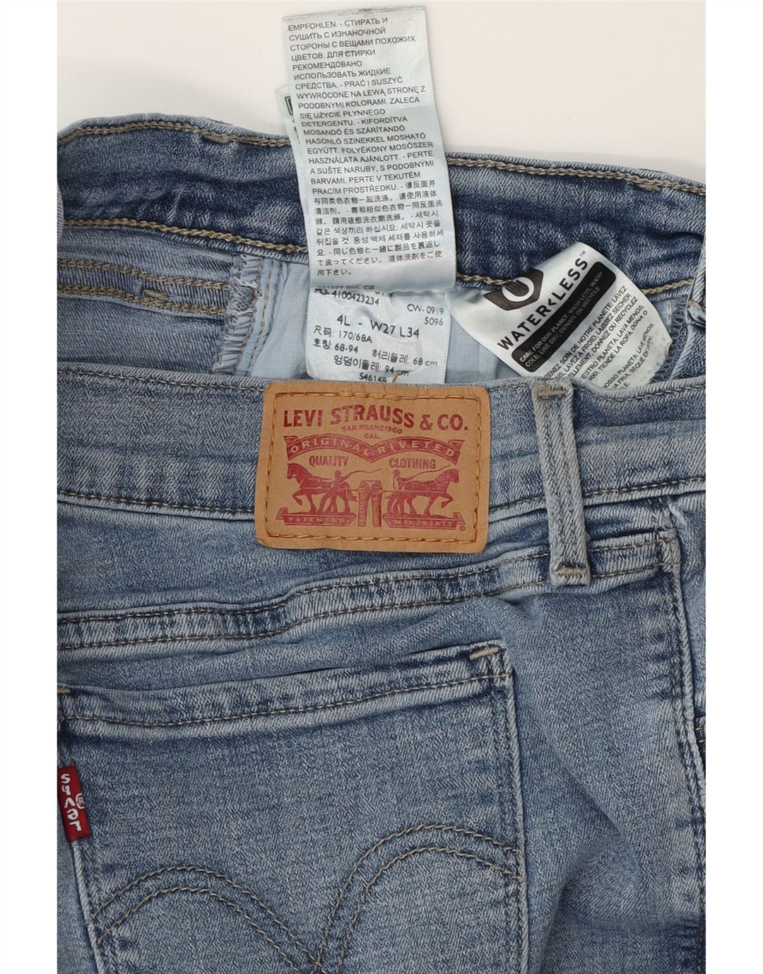 LEVI'S Womens 505 Straight Jeans US 4 Small W27 L34 Blue Cotton