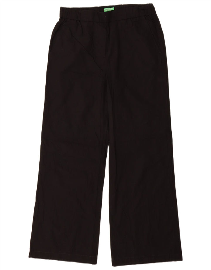 BENETTON Womens Wide Leg Chino Trousers Small W26 L29 Black Cotton