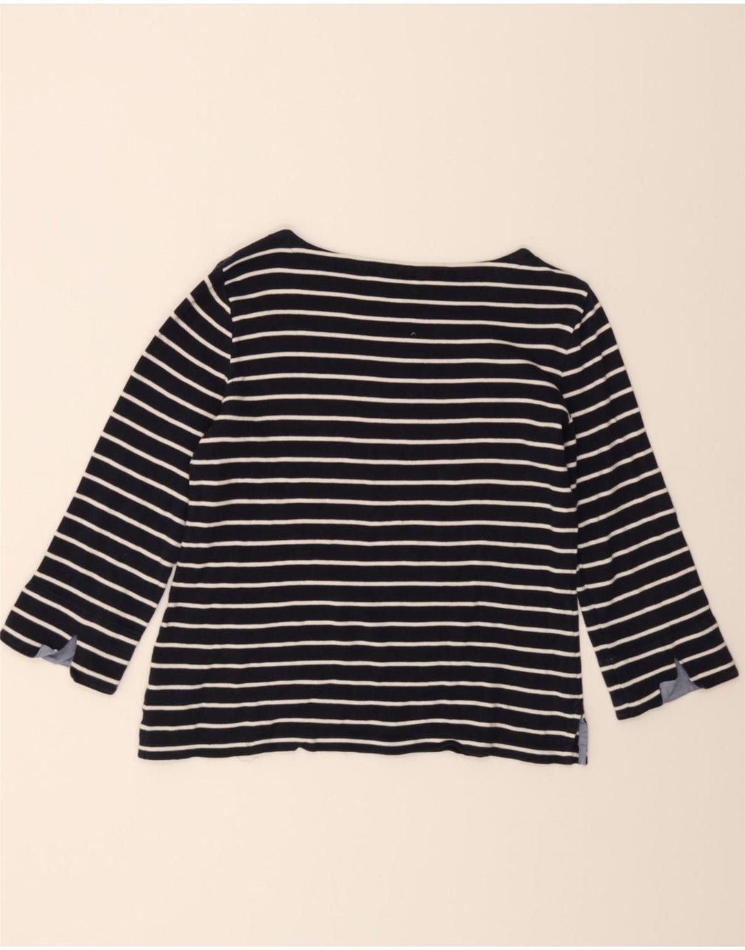 NAUTICA Womens Top 3/4 Sleeve UK 12 Medium Black Striped Cotton Vintage Nautica and Second-Hand Nautica from Messina Hembry 