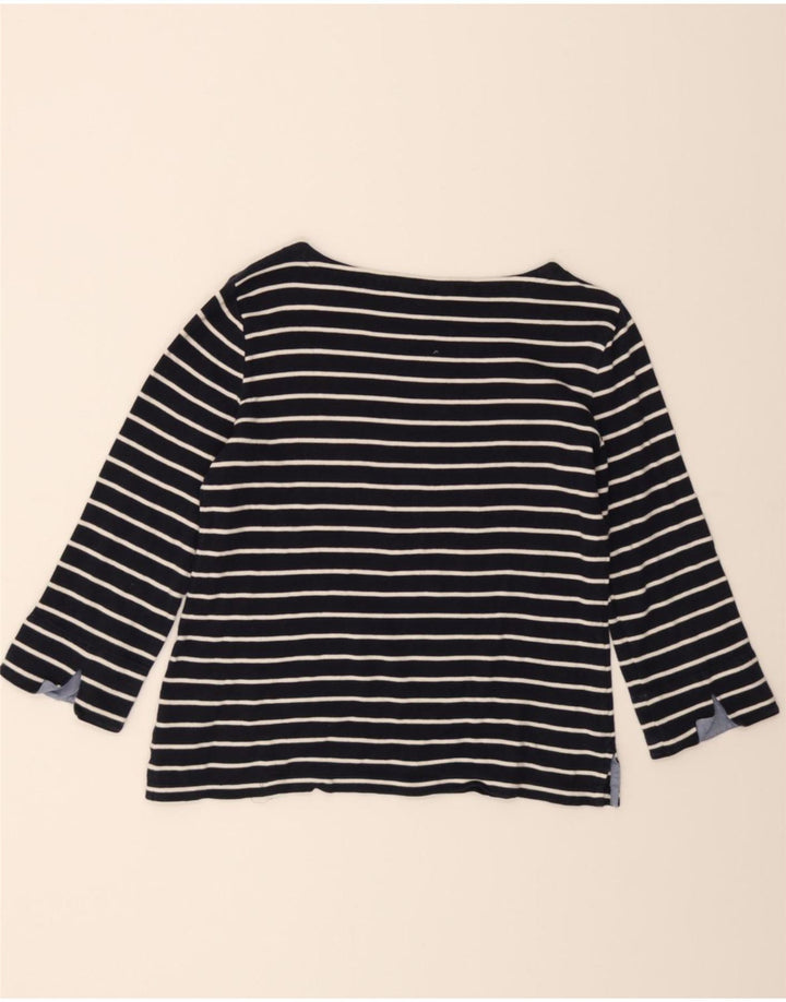 NAUTICA Womens Top 3/4 Sleeve UK 12 Medium Black Striped Cotton Vintage Nautica and Second-Hand Nautica from Messina Hembry 