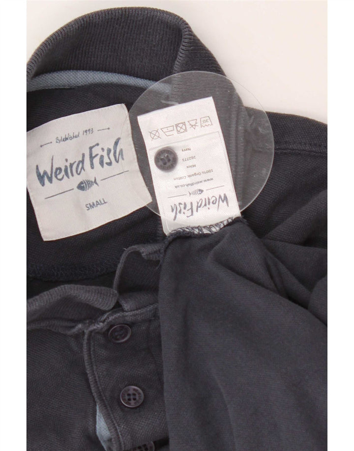Weird Fish Mens Polo Shirt Small Navy Blue Cotton