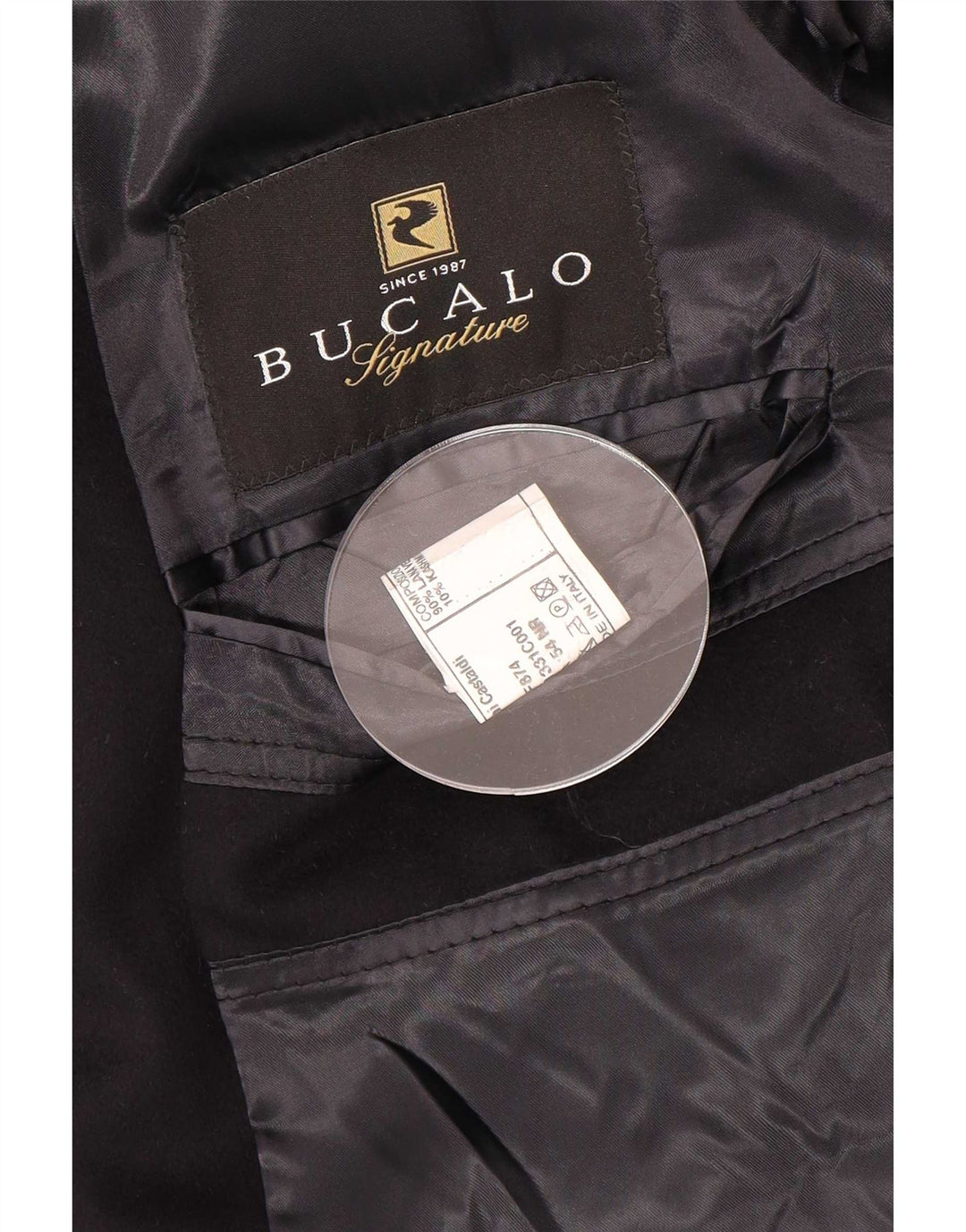 Bucalo Mens Overcoat IT 54 2XL Black Wool