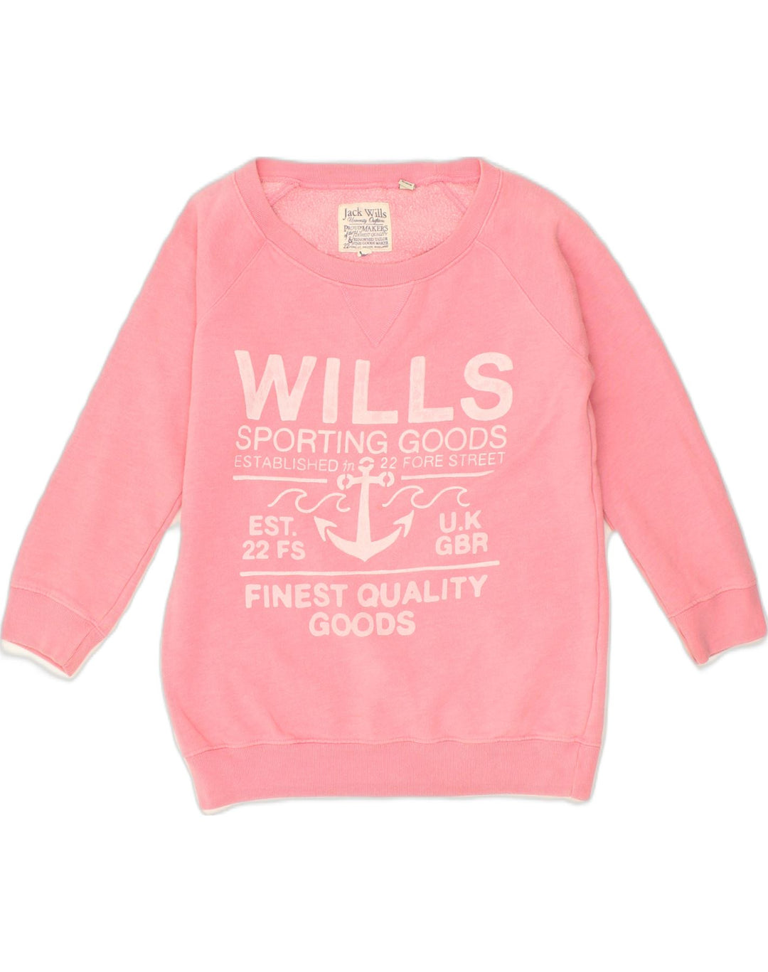 JACK WILLS Womens Graphic Sweatshirt Jumper UK 10 Small  Pink Cotton | Vintage Jack Wills | Thrift | Second-Hand Jack Wills | Used Clothing | Messina Hembry 