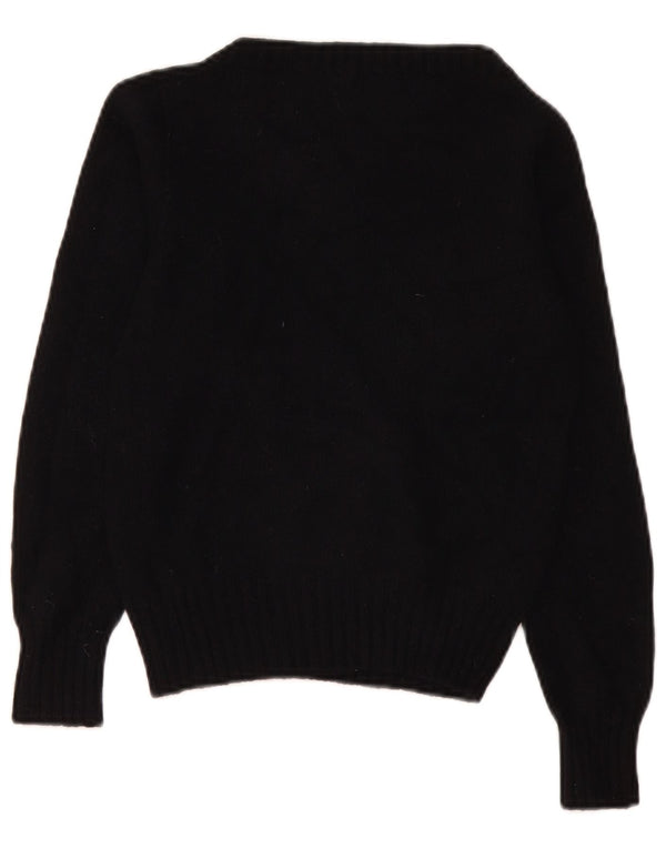 Benetton Womens Crop Boat Neck Jumper Sweater UK 10 Small Black