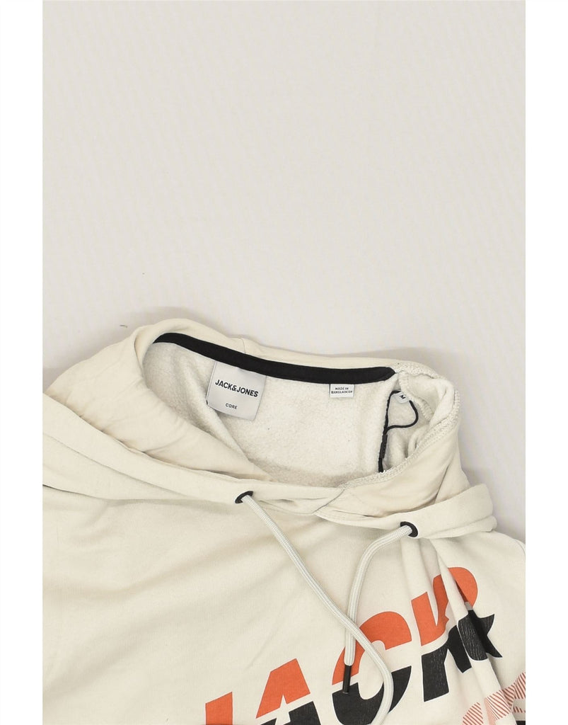 JACK & JONES Mens Graphic Hoodie Jumper Medium Off White Cotton | Vintage Jack & Jones | Thrift | Second-Hand Jack & Jones | Used Clothing | Messina Hembry 