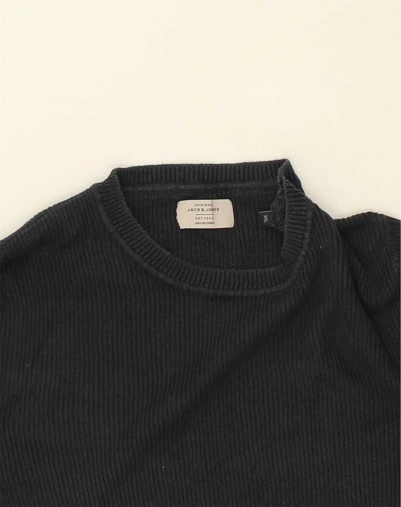 JACK & JONES Mens Slim Fit Crew Neck Jumper Sweater 2XL Navy Blue Cotton | Vintage Jack & Jones | Thrift | Second-Hand Jack & Jones | Used Clothing | Messina Hembry 