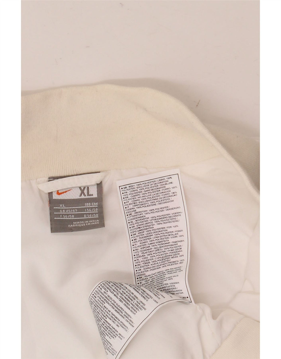 Nike Mens Inter Milan Tracksuit Top Jacket UK 45/47 XL Off White Polyester