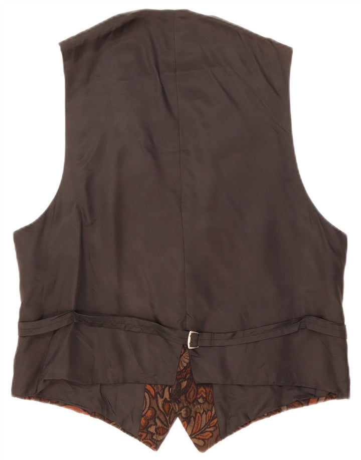 Division Vogue Mens Waistcoat IT 50 Medium Brown Floral Wool