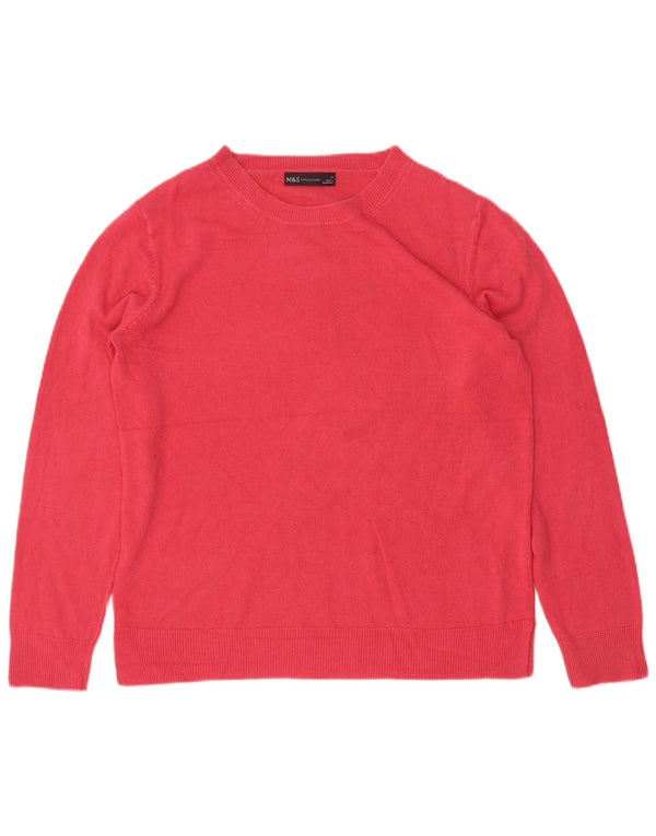 Marks & Spencer Womens Boat Neck Jumper Sweater UK 14 Large Pink