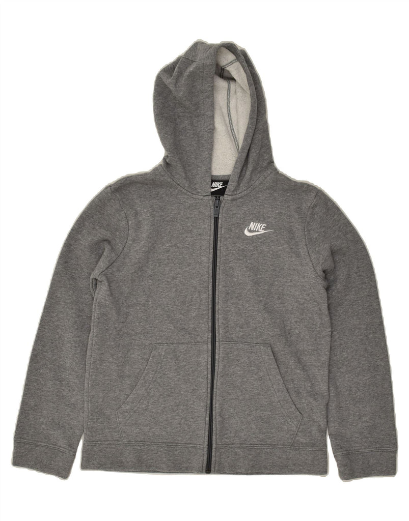 NIKE Boys Zip Hoodie Sweater 10-11 Years Medium Grey Cotton | Vintage Nike | Thrift | Second-Hand Nike | Used Clothing | Messina Hembry 