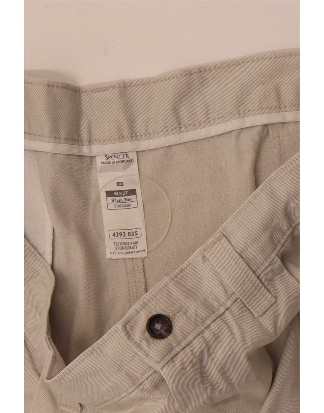 Marks & Spencer Mens Pegged Chino Shorts W36 Large Off White Cotton