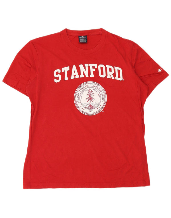 Champion Mens Stanford Graphic T-Shirt Top Medium Red Cotton