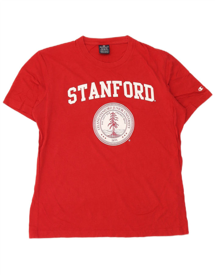 Champion Mens Stanford Graphic T-Shirt Top Medium Red Cotton