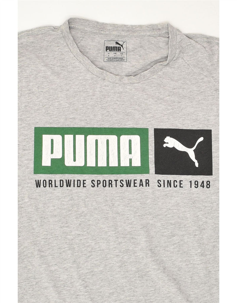 PUMA Mens Graphic T-Shirt Top Small Grey Flecked Cotton | Vintage Puma | Thrift | Second-Hand Puma | Used Clothing | Messina Hembry 