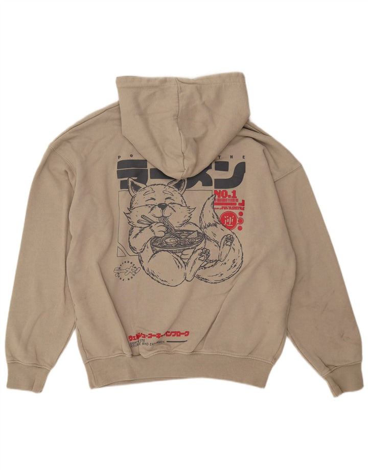 Cropp Mens Graphic Loose Fit Hoodie Jumper Medium Beige