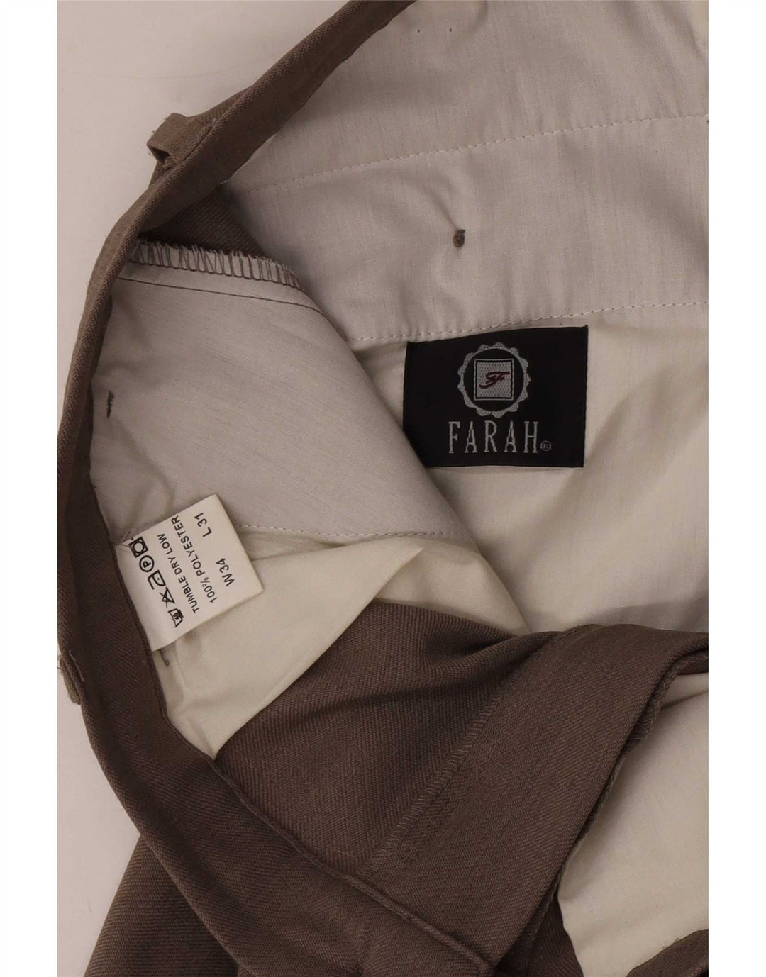 Farah Mens Pegged Chino Trousers W34 L28 Brown Polyester
