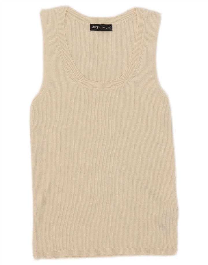 Marks & Spencer Womens Vest Top UK 12 Medium Beige Viscose