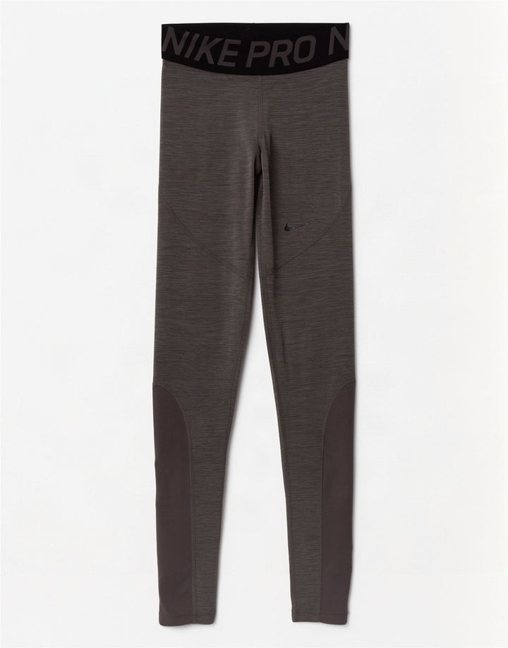 Nike Womens Dri Fit Graphic Leggings UK 4 XS Grey Flecked Polyester