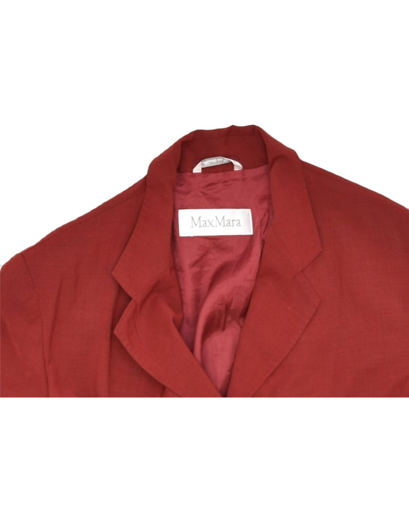 MAX MARA Womens 3 Button Blazer Jacket UK 12 Medium Maroon Viscose | Vintage | Thrift | Second-Hand | Used Clothing | Messina Hembry 