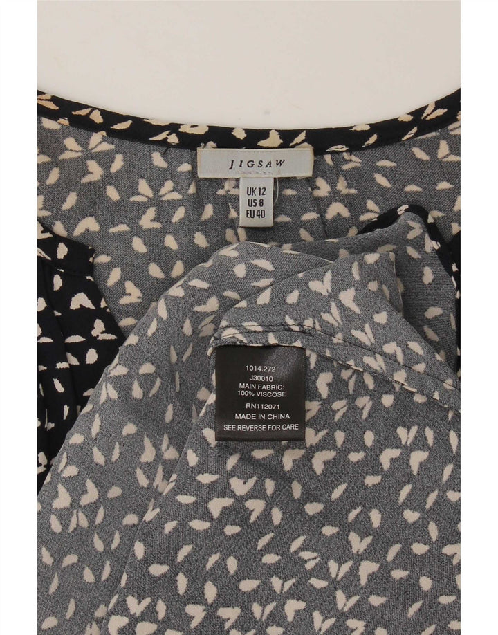Jigsaw Womens Blouse Top UK 12 Medium Navy Blue Spotted Viscose