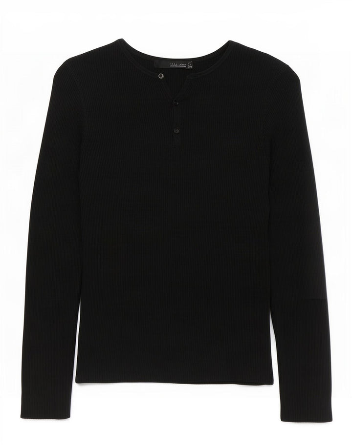 Zara Mens Top Long Sleeve Large Black Viscose