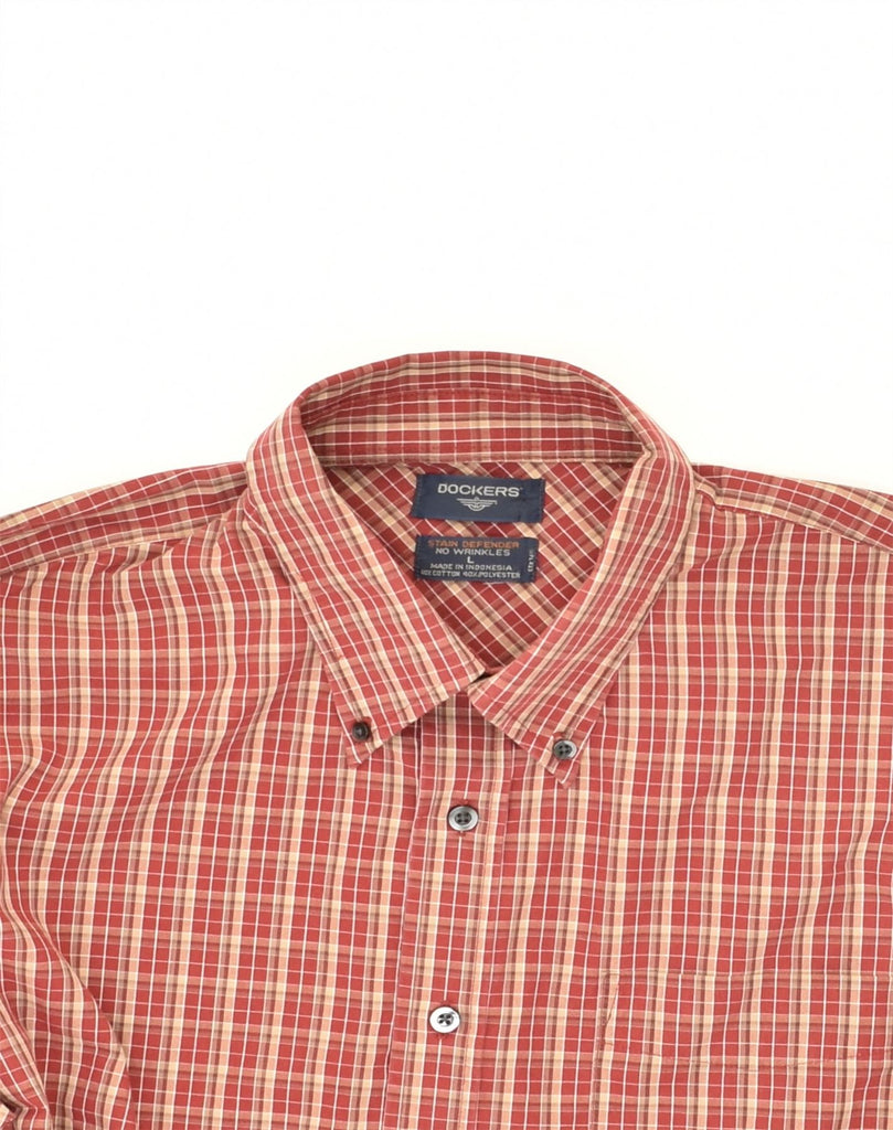 DOCKERS Mens Shirt Large Red Check Cotton | Vintage Dockers | Thrift | Second-Hand Dockers | Used Clothing | Messina Hembry 