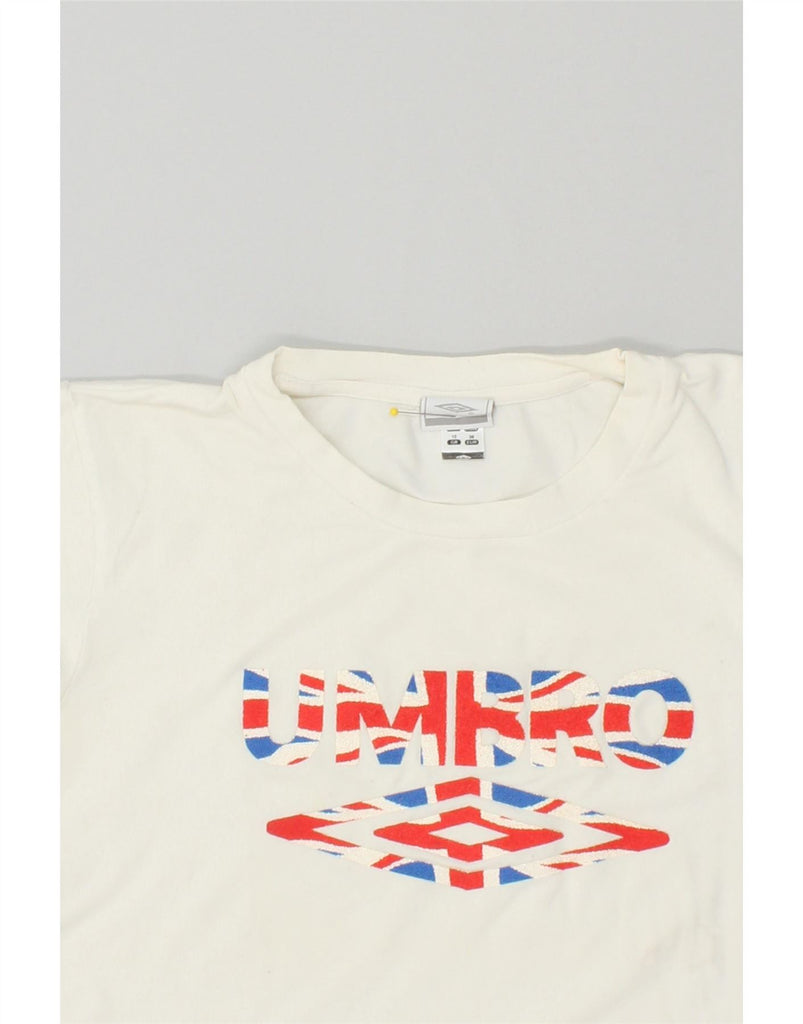 UMBRO Womens Graphic T-Shirt Top UK 12 Medium White Cotton Vintage Umbro and Second-Hand Umbro from Messina Hembry 