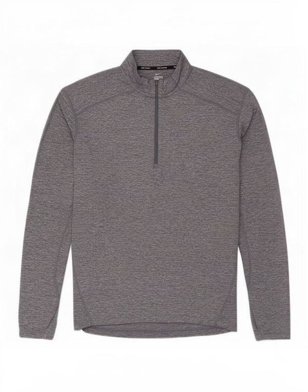 Nike Mens Dri Fit Zip Neck Pullover Tracksuit Top Small Grey