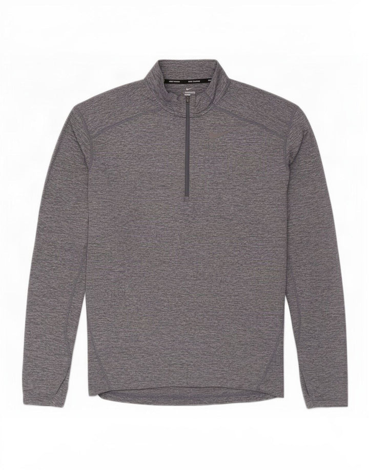 Nike Mens Dri Fit Zip Neck Pullover Tracksuit Top Small Grey
