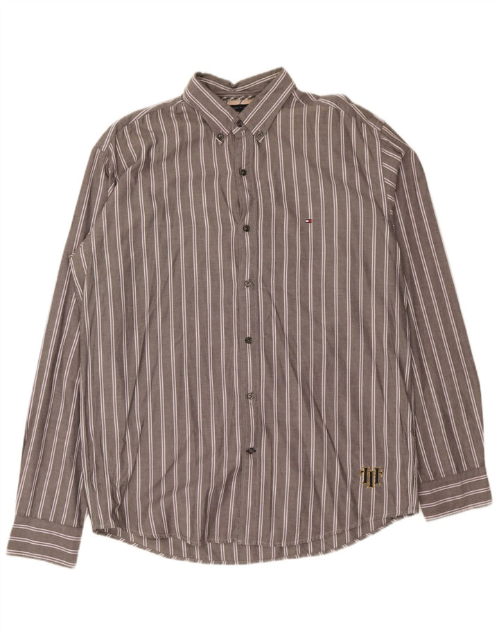 Tommy Hilfiger Mens Vintage Fit Shirt Large Grey Striped