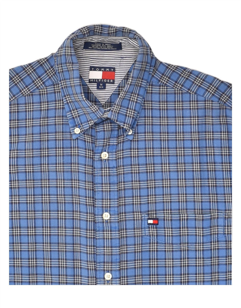 TOMMY HILFIGER Mens Shirt Medium Blue Check Cotton | Vintage Tommy Hilfiger | Thrift | Second-Hand Tommy Hilfiger | Used Clothing | Messina Hembry 