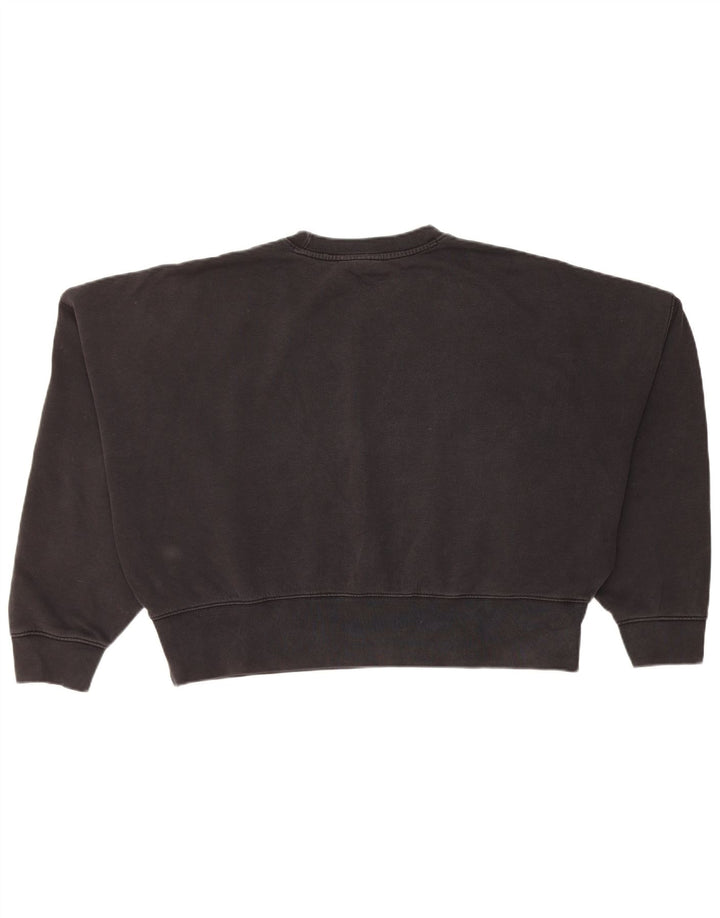 Adidas Womens Crop Oversized Sweatshirt Jumper UK 10 Small Black Cotton
