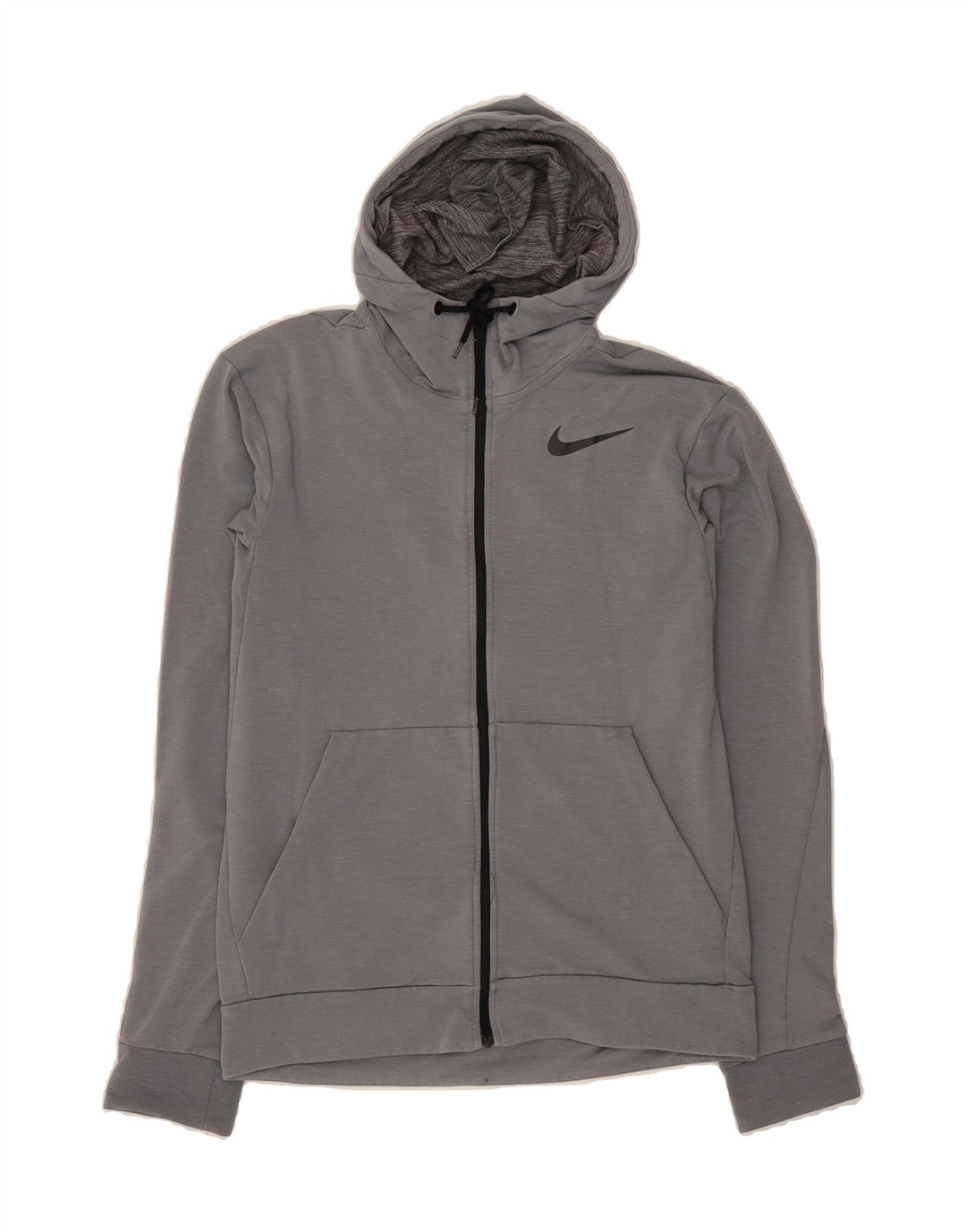NIKE Mens Dri Fit Zip Hoodie Sweater Small Grey Viscose Vintage Nike and Second-Hand Nike from Messina Hembry 