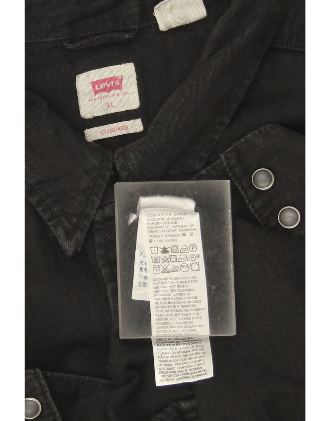 Levi's Mens Standard Denim Shirt XL Black Cotton