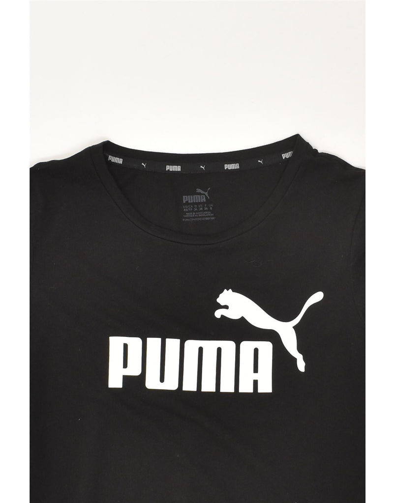 PUMA Womens Graphic T-Shirt Top UK 8 Small Black Cotton | Vintage Puma | Thrift | Second-Hand Puma | Used Clothing | Messina Hembry 