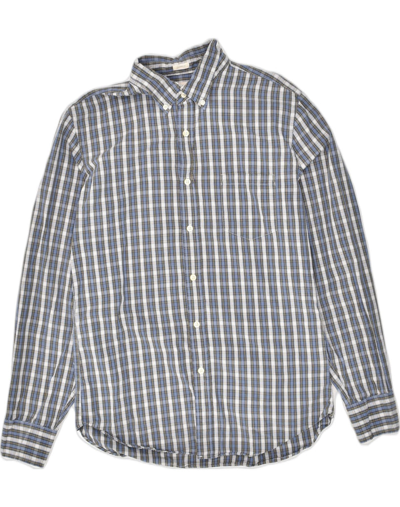 J. CREW Mens Shirt Medium Blue Check Cotton | Vintage J. Crew | Thrift | Second-Hand J. Crew | Used Clothing | Messina Hembry 