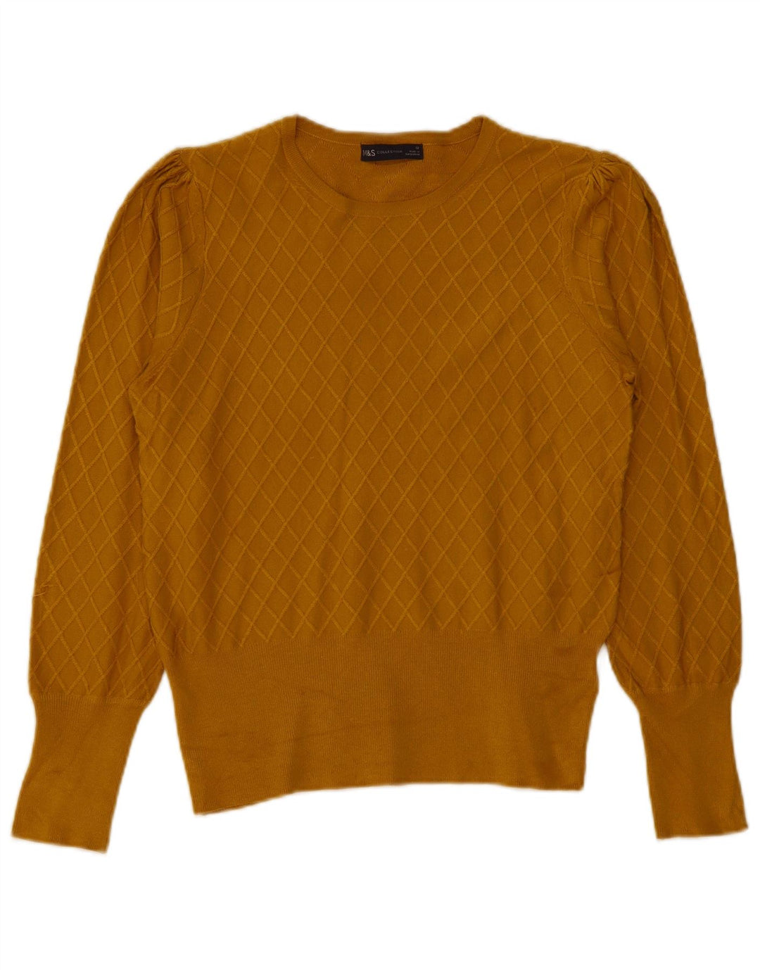 Marks & Spencer Womens Boat Neck Jumper Sweater UK 12 Medium Yellow