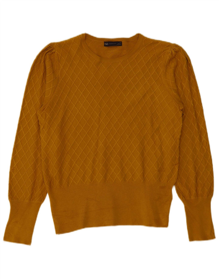 Marks & Spencer Womens Boat Neck Jumper Sweater UK 12 Medium Yellow