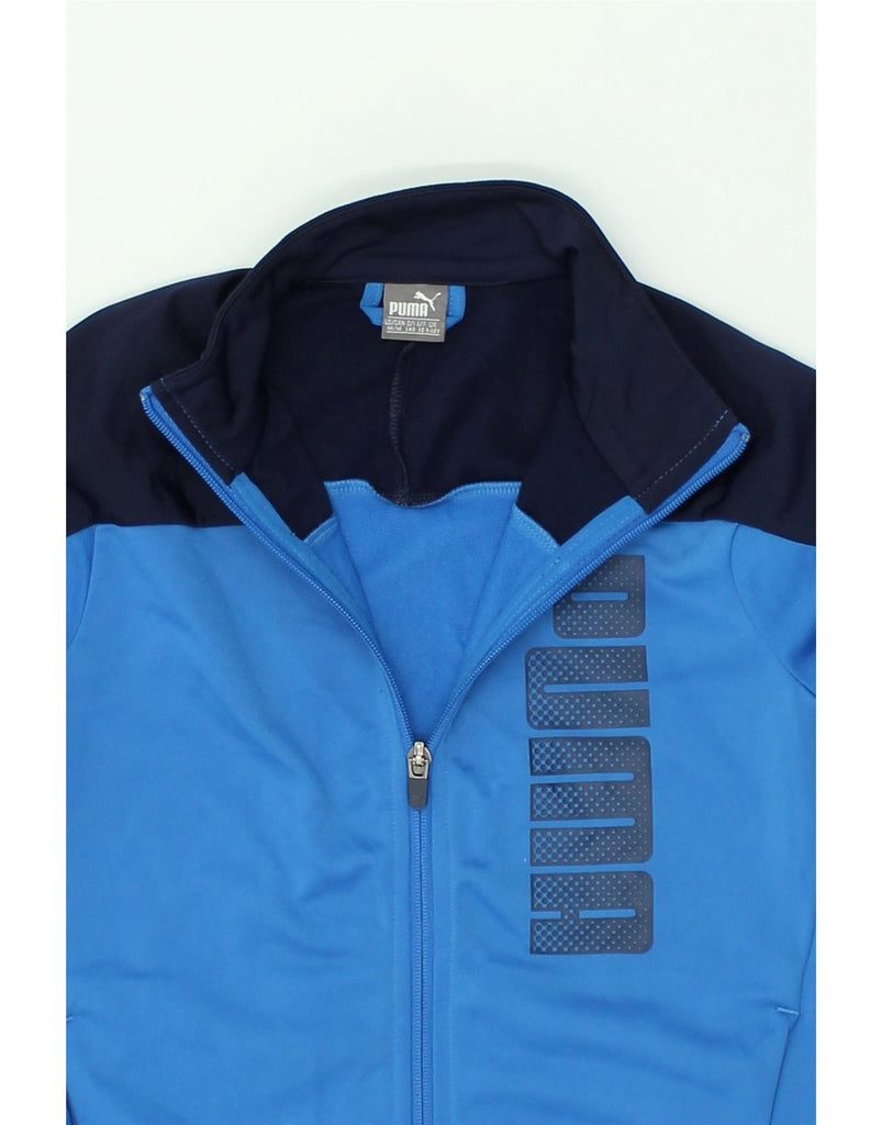 PUMA Boys Graphic Tracksuit Top Jacket 9-10 Years  Blue Colourblock | Vintage Puma | Thrift | Second-Hand Puma | Used Clothing | Messina Hembry 