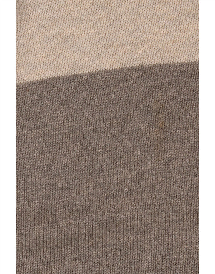 MARKS & SPENCER Mens Crew Neck Jumper Sweater Large Grey Colourblock