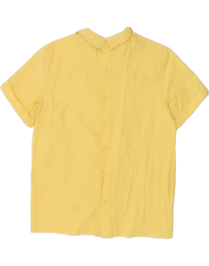 VINTAGE Womens Short Sleeve Shirt Blouse IT 42 Medium Yellow Cotton Vintage Vintage and Second-Hand Vintage from Messina Hembry 