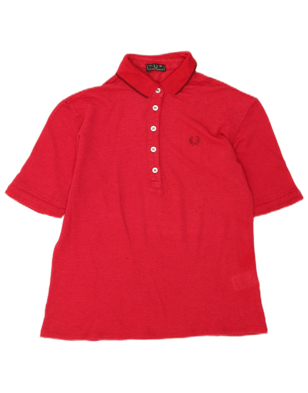 Fred Perry Womens Polo Shirt UK 14 Medium Red Viscose