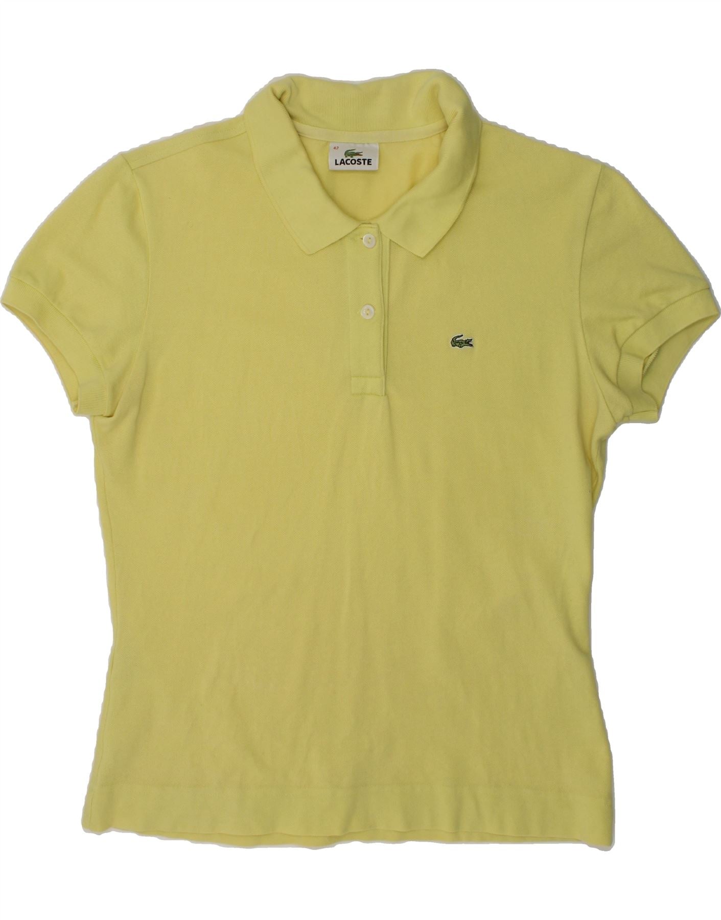 LACOSTE Polo Femme Taille 42 Grand Jaune Coton