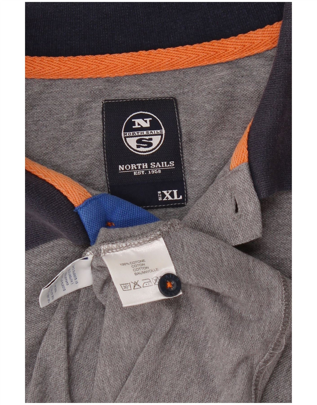 North Sails Mens Graphic Polo Shirt XL Grey Cotton