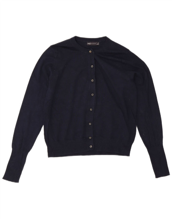 Marks & Spencer Womens Cardigan Sweater UK 12 Medium Navy Blue Viscose